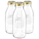 image 1 of Bormioli Rocco Quattro Stagioni Glass Bottles with Screw Top Lid - 1L - Pack of 3 Clear | One Size