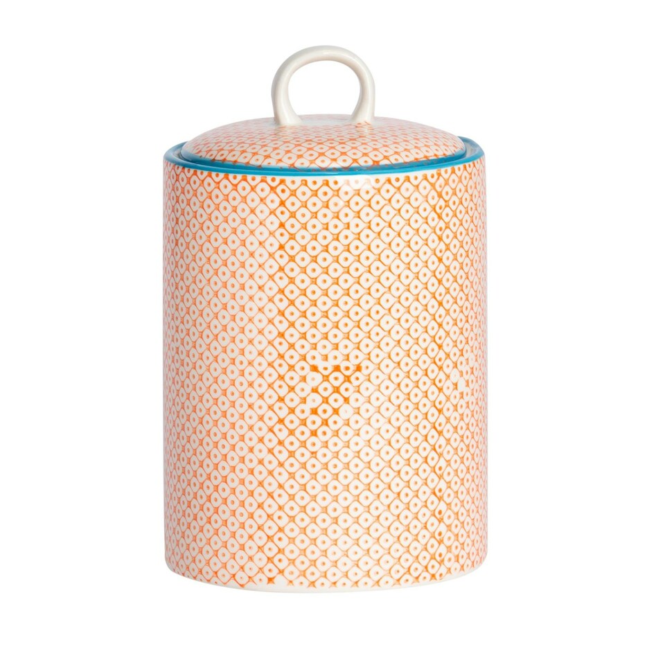 image 1 of Nicola Spring Hand-Printed Kitchen Canister - 15.5cm - Orange