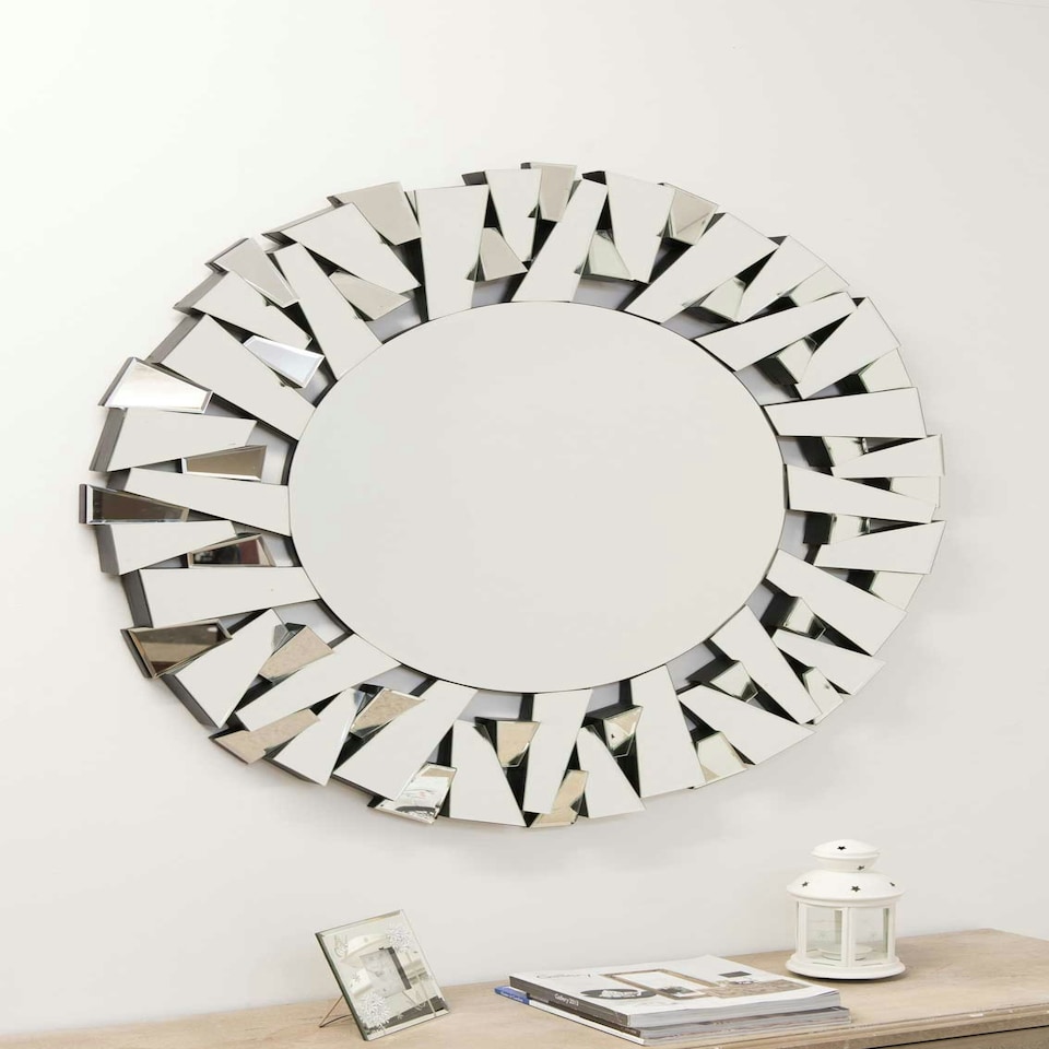 image 1 of All Glass Modern Segmented Round Mirror 98 x 98 CM N/A