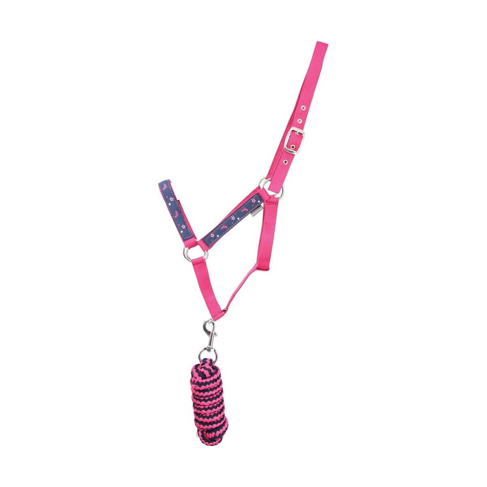 image 1 of Little Rider Sabrina Horse Headcollar and Leadrope - Navy/Pink - Small Pony