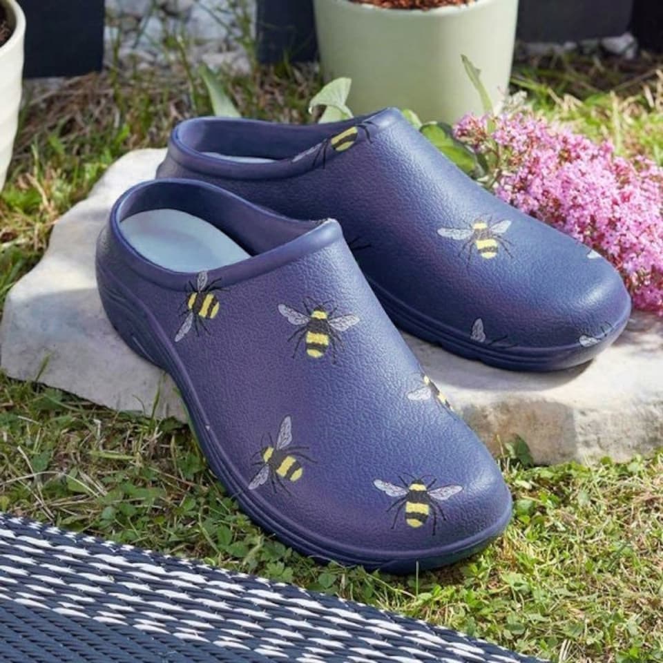 image 1 of Briers Comfi Garden Clogs Blue Bees Size UK 6