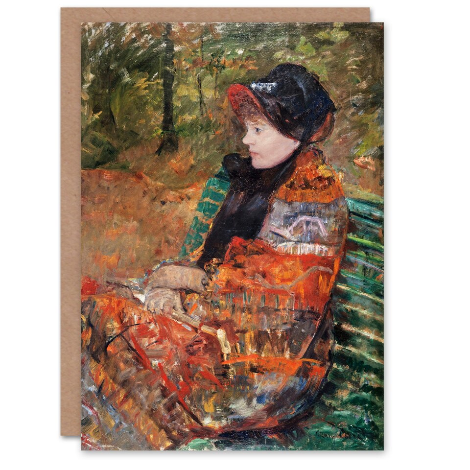 image 1 of Mary Cassatt Art Card Autumn Portrait of Lydia in a Park