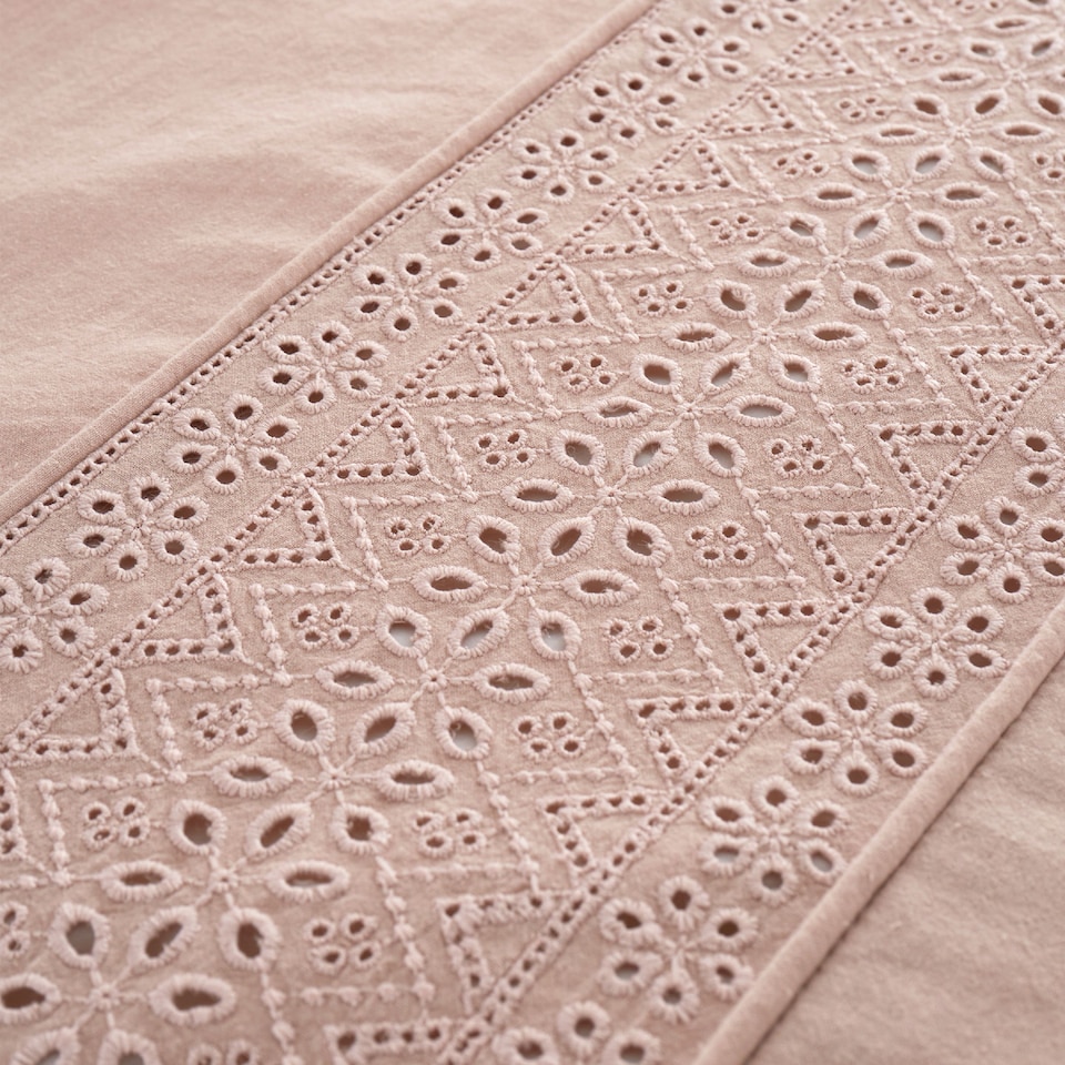 image 1 of Broderie Anglaise Duvet Cover Set | Pink | Blush Pink | King