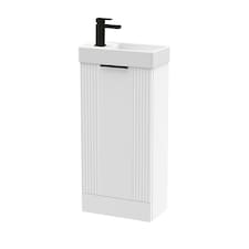 White 400mm Floor Standing Vanity Unit with Black Handle | White | Satin White | 1