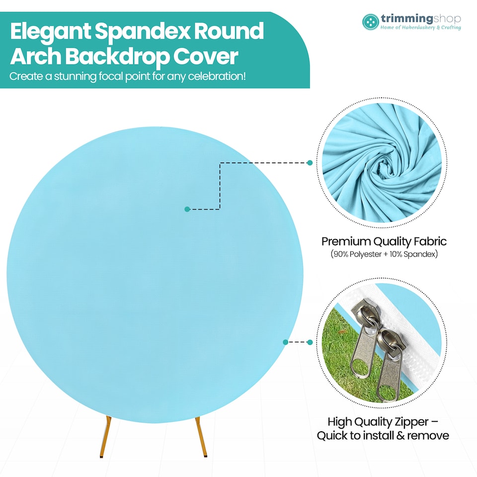 image 1 of 160GSM Baby Blue Round Arch Backdrop Cover - 200cm