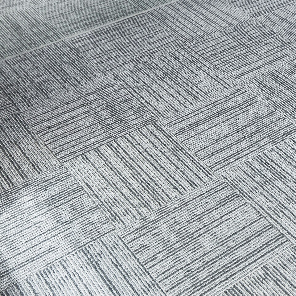 image 1 of NOVECRAFTO Peel & Stick Floor Tiles – Grey Carpet Effect, 12x12in (30.5x30.5cm), Self Adhesive, Durable, Easy Clean, Carpet Imitation Style Grey | 2.79 sqm