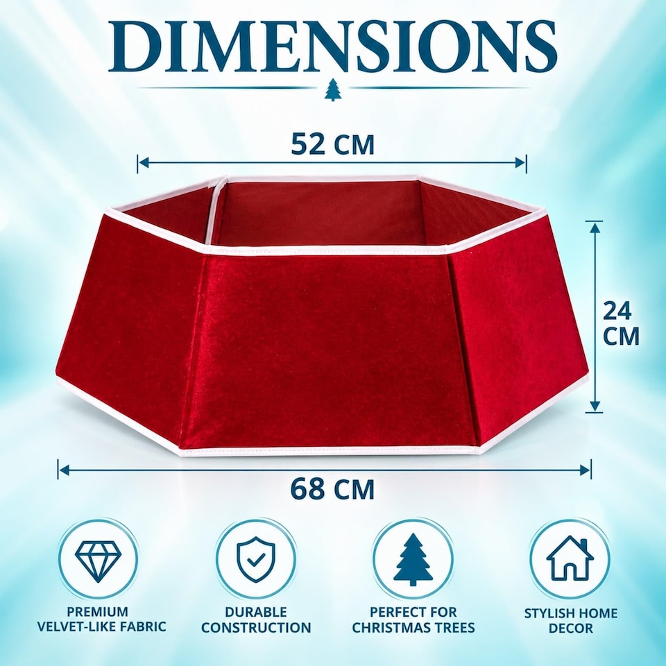 image 1 of 26.8 Inch Hexagonal Fabric Christmas Tree Collar for a Neat Festive Finish