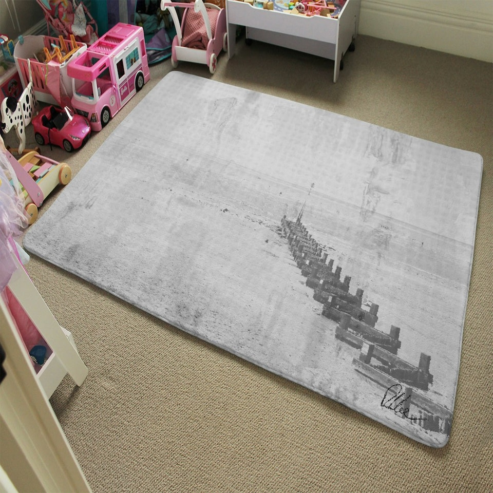 image 1 of beach front (Rug) Grey | Medium: 80x150cm