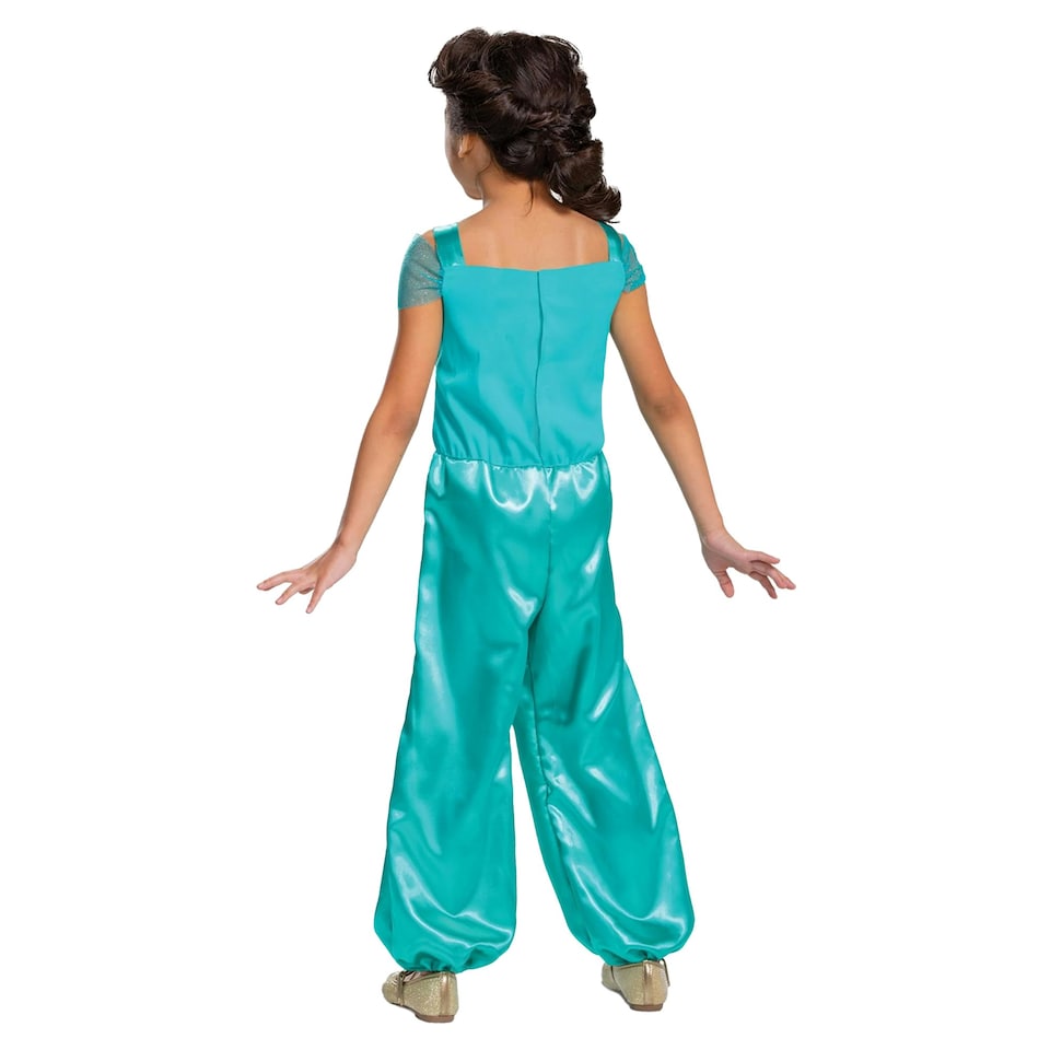 image 1 of Aladdin Girls Basic Jasmine Plus Costume - Turquoise/Gold - 4-6 Years