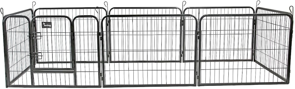 image 1 of Actiaspet Heavy Duty 8 Panel Pet & Small Animal Playpen Run Metal Folding Cage (Silver, Small, 8)