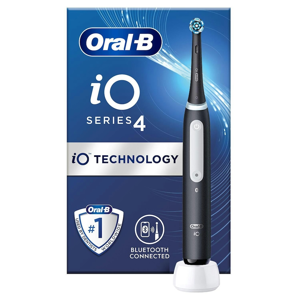 image 1 of Oral-B iO4 Electric Rechargeable Toothbrush with 4 Modes & UK 2 Pin Plug, Black