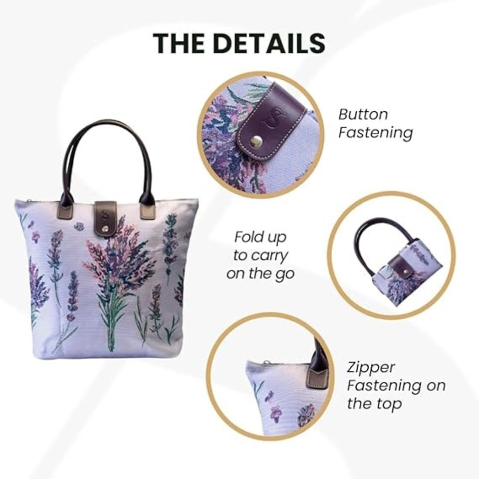 image 1 of Signare Foldable Shopper Tote Bag - Purple Lavender Purple