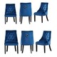 image 1 of Set of 6 Velvet Dining Chairs Ergonomic Scoop Knockerback & Button Tufted Wood Legs Blue