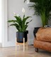 image 2 of Lisbon Pot and Stand - Ceramic - L20.5 x W20.5 x H34.5 cm - Anthracite