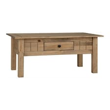 Panama 1 Drawer Coffee Table - L60 x W100 x H44 cm - Natural Wax Brown