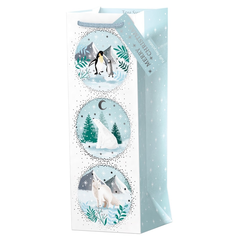 Pack of 6 Arctic Animals Bottle Christmas Gift Bags