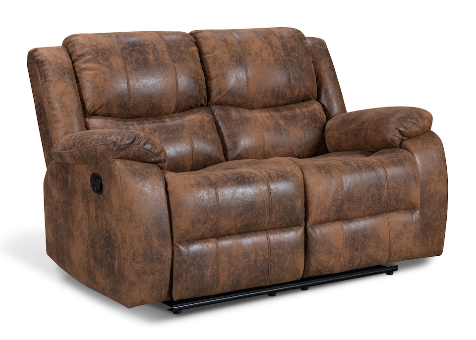 image 1 of Faux Leather Suede Brown 2 Seater Manual Recliner Sofa NAPLES