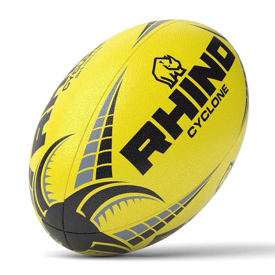 image 1 of Rhino Rugby Ball Cyclone Fluo Yellow Size 4