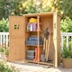 image 2 of Outsunny Wooden Garden Shed Tool Storage Cabinet Double Door Shelf Natural Wood | White