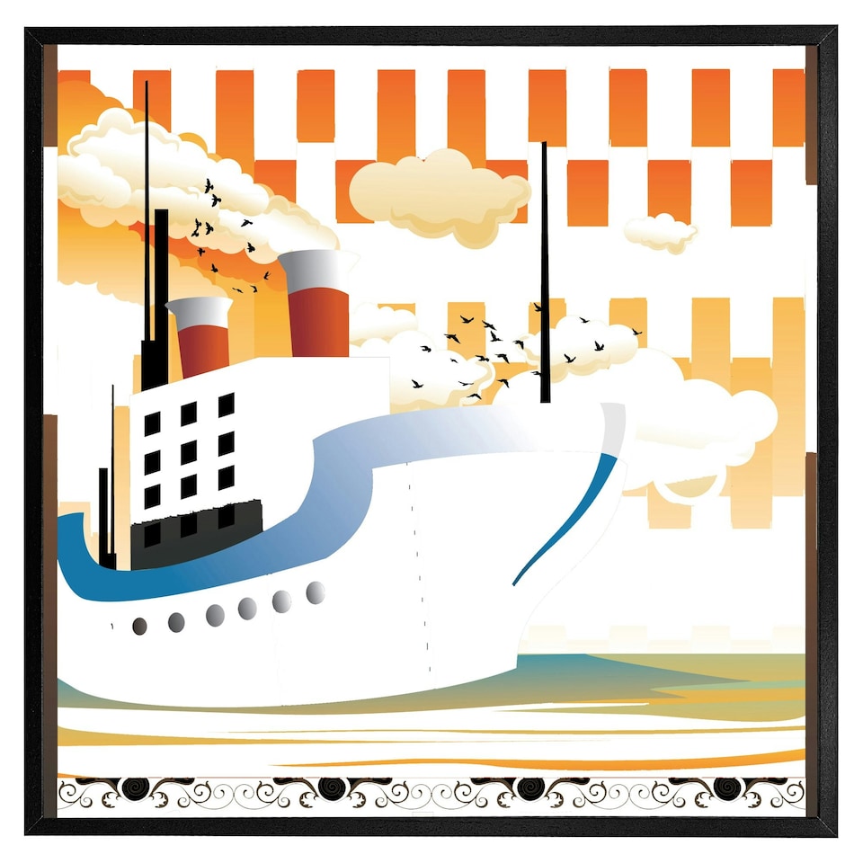 image 1 of Art deco ship (Picture Frame) Black | M