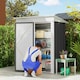 image 2 of Outsunny Steel Garden Shed, Small Lean-to Shed for Bike, 5x3 ft, Dark Grey