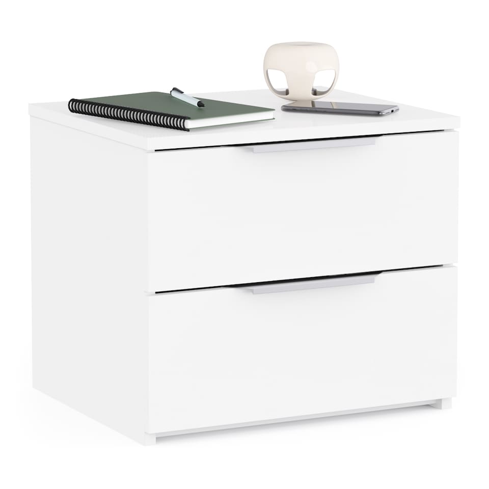 image 1 of FURNICOMP Chicago 2 Drawer Bedside Table - Matt White