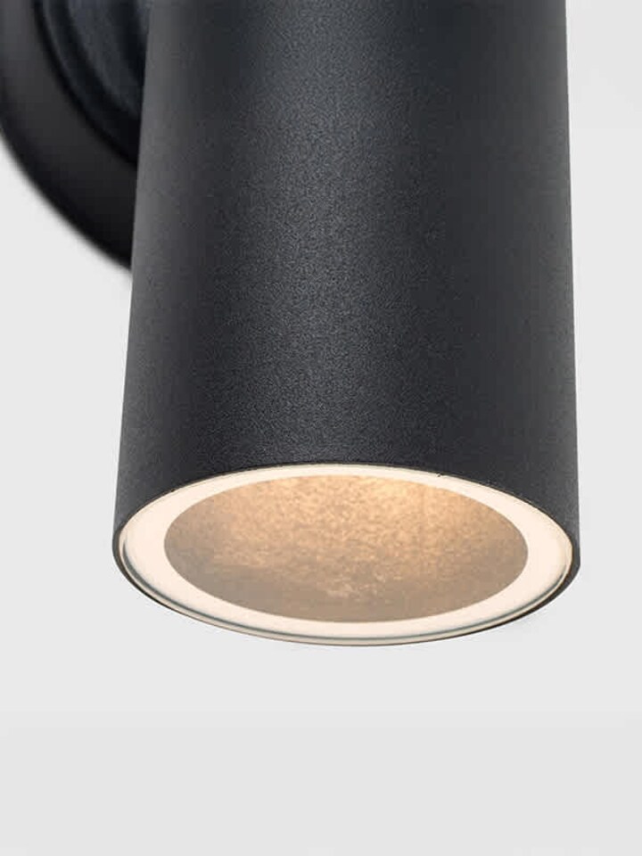 image 1 of ValueLights Black Outdoor Wall Up-Down Light and Warm White Bulbs