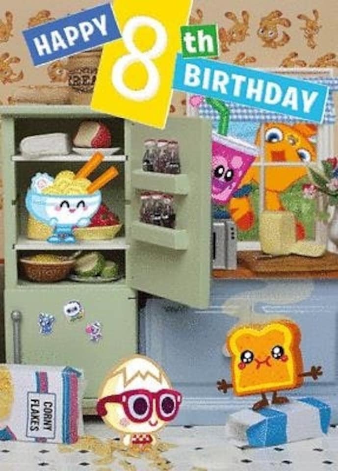 image 1 of Moshi Monsters 8th Birthday 3D Holographic Greetings Card Eighth Birthday
