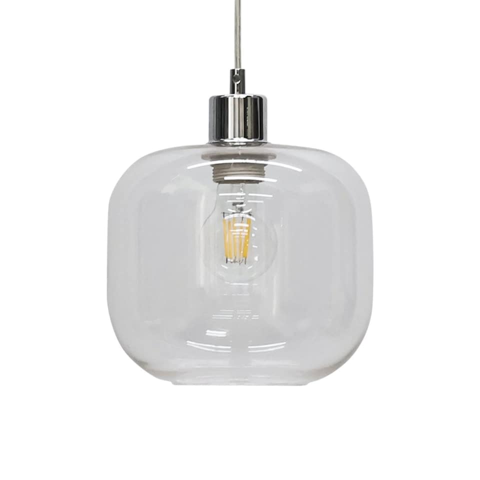 image 1 of Set of 2 Bletch - Clear Glass with Chrome Pendant Fittings | Clear | Clear | 2