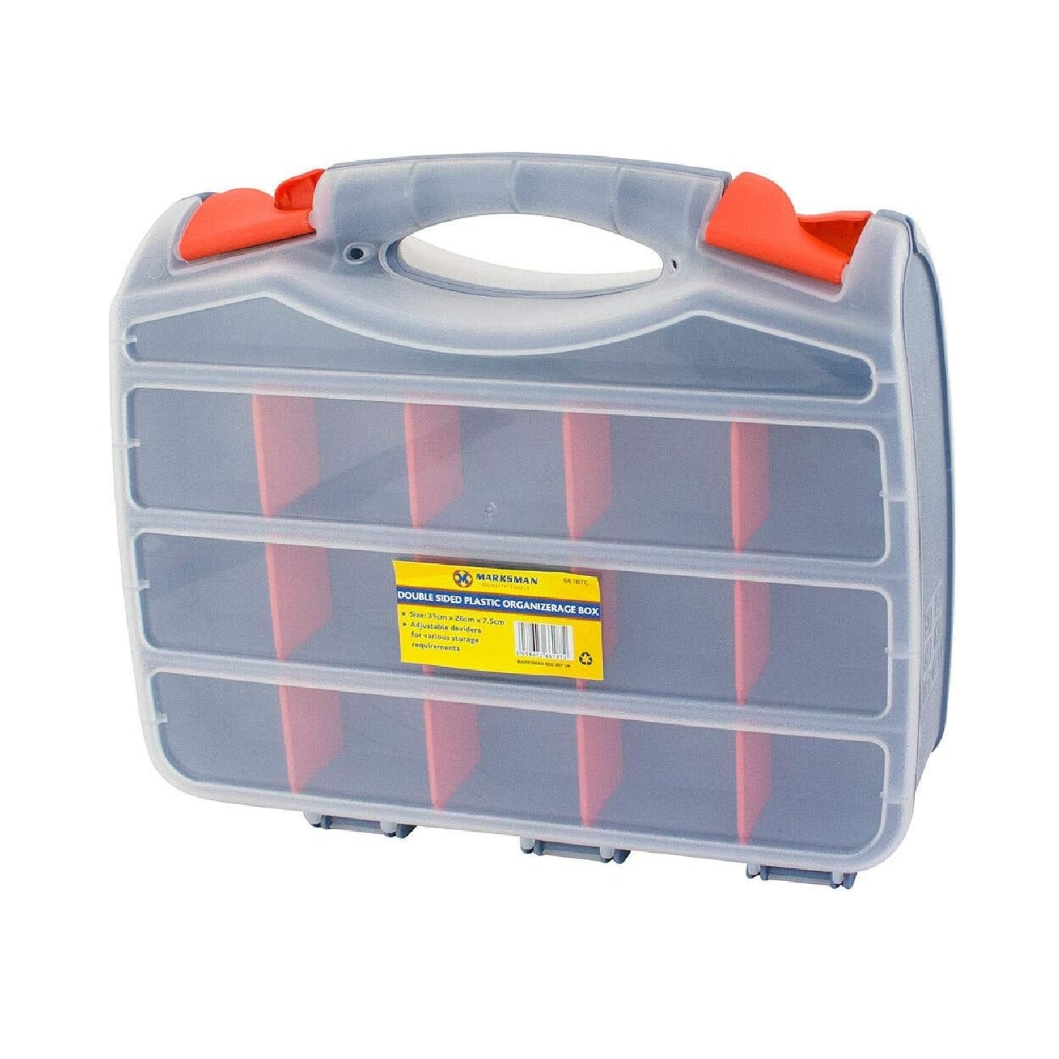 BARGAINS-GALORE Tool Box Storage Screws Nuts Bolts 2 Sided Organiser 30 Compartments in Clear