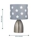 image 5 of First Choice Lighting Valentina Brushed Chrome Touch Lamp with Dark Grey & White Stars Shade Silver | Grey