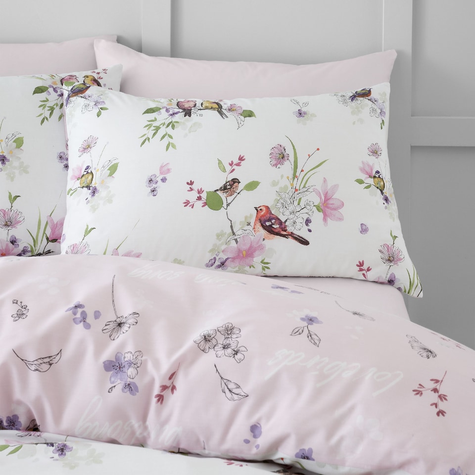 image 1 of Songbird Reversible Duvet Cover Set | Pink