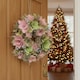 image 2 of Hanging Door Wreath Round Spring Easter Christmas Wall Decor Traditional Festive | Multi | Pink & Green Twigs | 25cm | 1