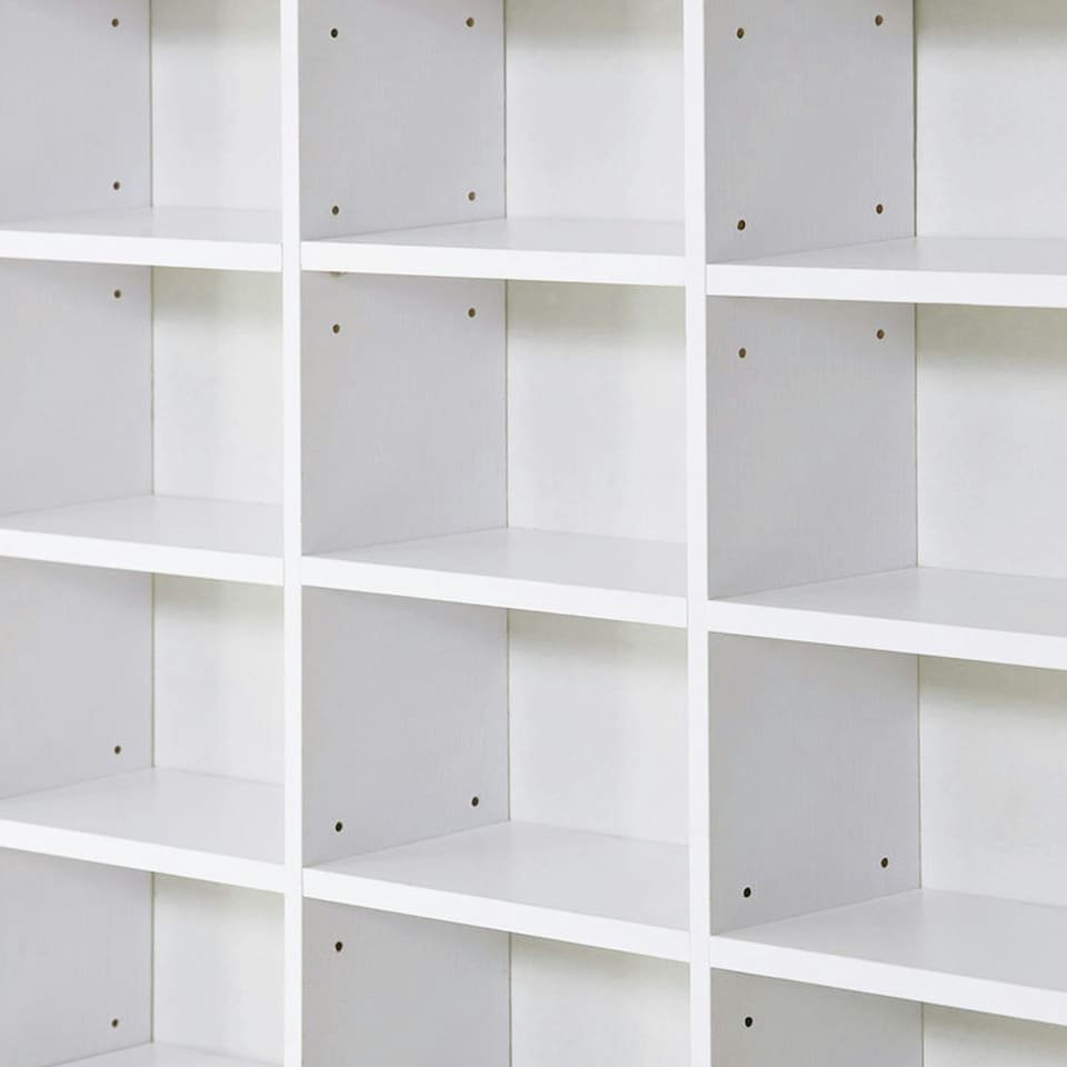 image 1 of HOMCOM CD DVD Media Storage Shelves Display Shelf Racks Wooden Frame White