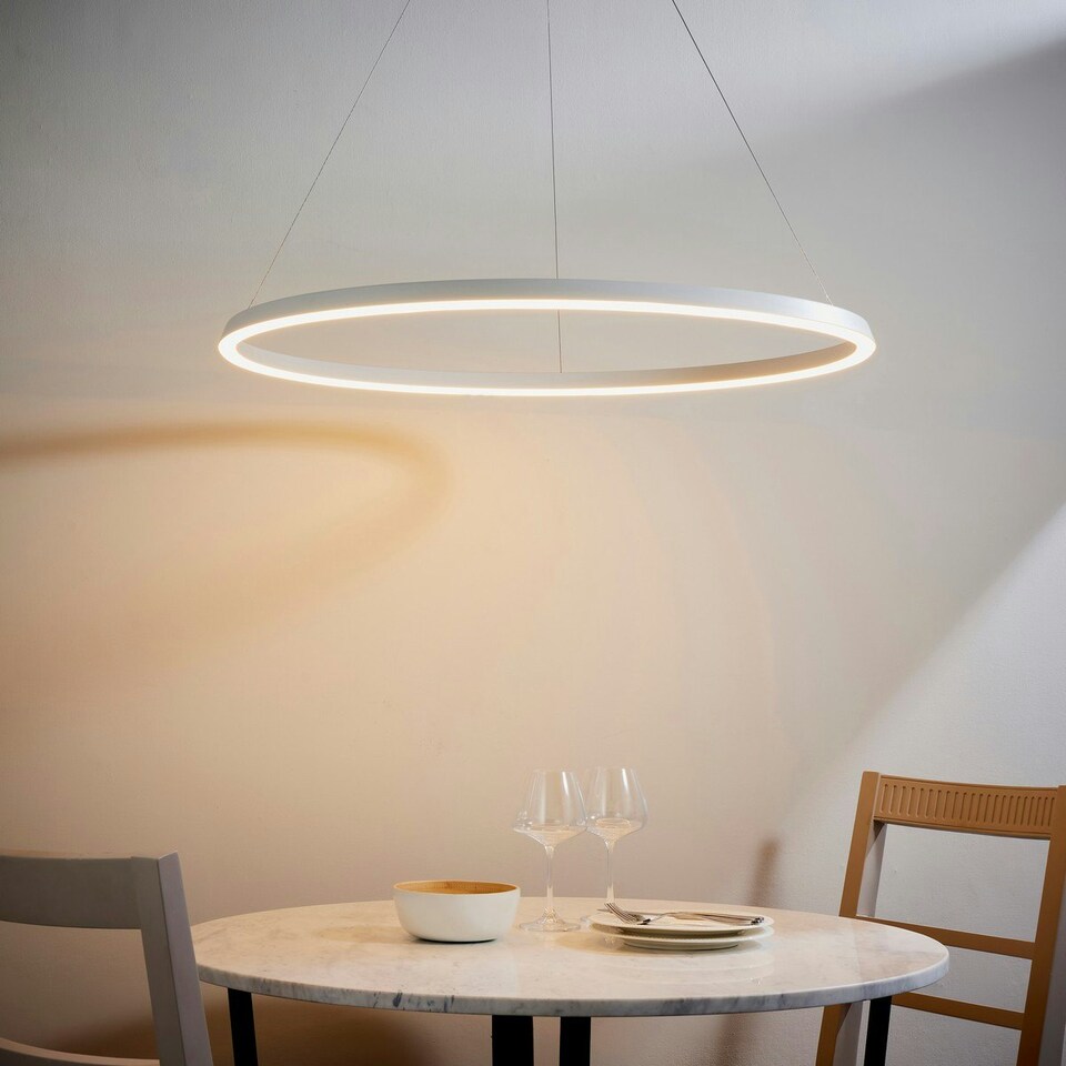 image 1 of Staten Single Pendant Light Matt White Paint, White Silicone
