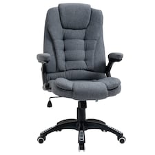Vinsetto Executive Office Chair, Linen Ergonomic Desk Chair, Swivel Computer Chair with 130 Reclining Back, Adjustable Height and Armrests for Home and Work, Grey