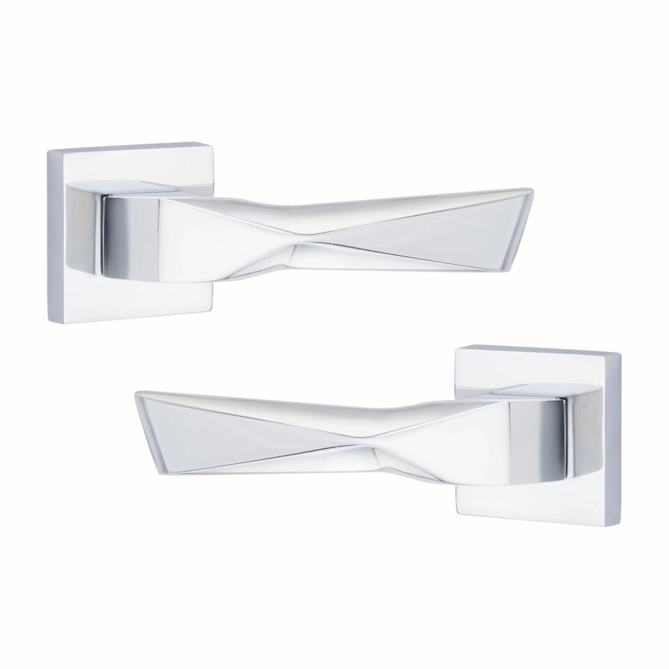 image 1 of Golden Grace Modern Aura Euro Lock Door Handles in Polished Chrome Finish with 70mm Key and Barrell Chrome