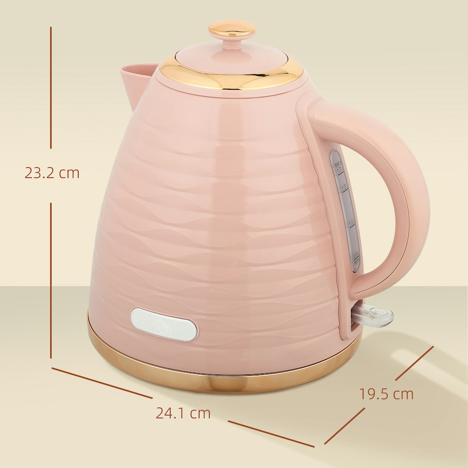 image 1 of HOMCOM Electric Kettle, Fast Boil, 1.7L, 3kW, Swivel, Pink Ripple