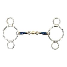 Shires Sweet Iron Lozenge Horse 2 Ring Gag Bit - Blue - 4.5in