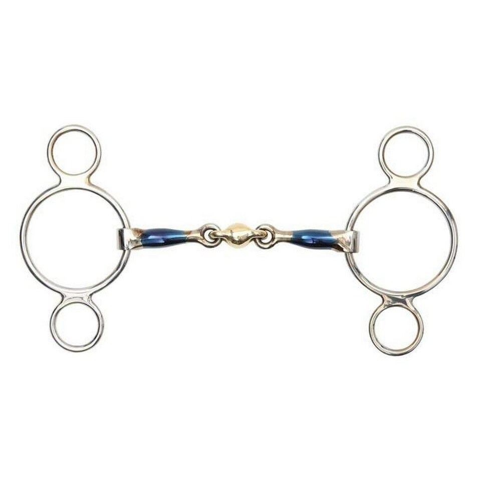 Shires Sweet Iron Lozenge Horse 2 Ring Gag Bit - Blue - 4.5in