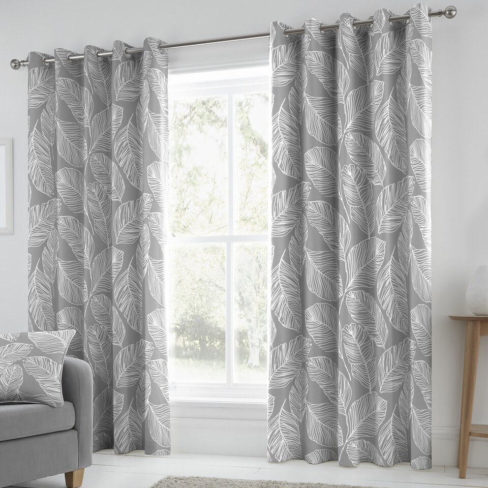 image 1 of Fusion Matteo Eyelet Curtains Grey
