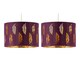 image 1 of Set of 2 Fern - Burgundy Cut Out 25cm Pendant Lightshades Purple | Gold
