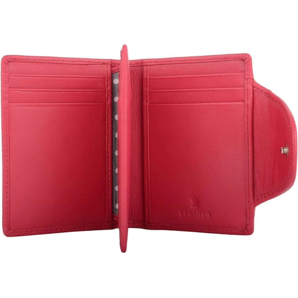 image 1 of Slim Line Genuine Soft Leather RFID Protected Credit Card Holder Purse Pink | Watermelon