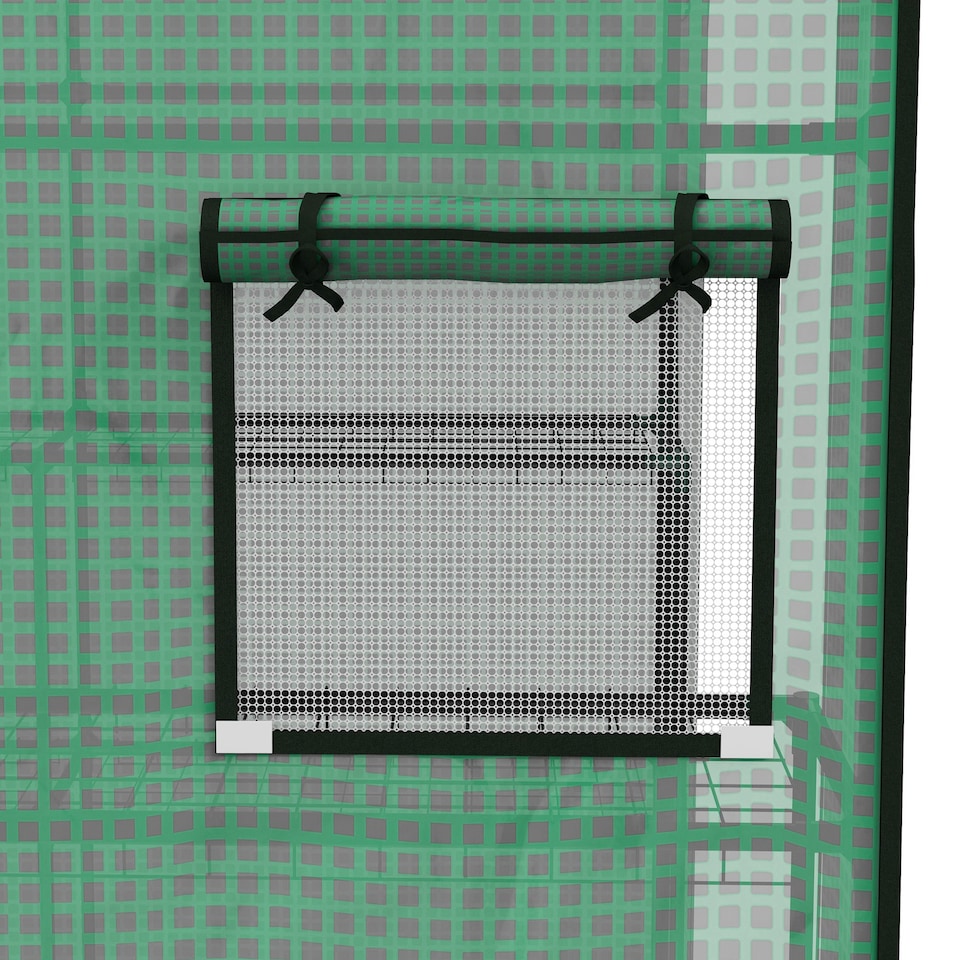 image 1 of Outsunny Walk-in Greenhouse Cover Replacement with Door and Mesh Windows, Green