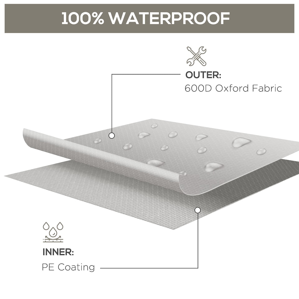 image 1 of Outsunny 210x140x80cm UV Rain Protective Cover for Garden Rattan Furniture Grey | Grey | Grey