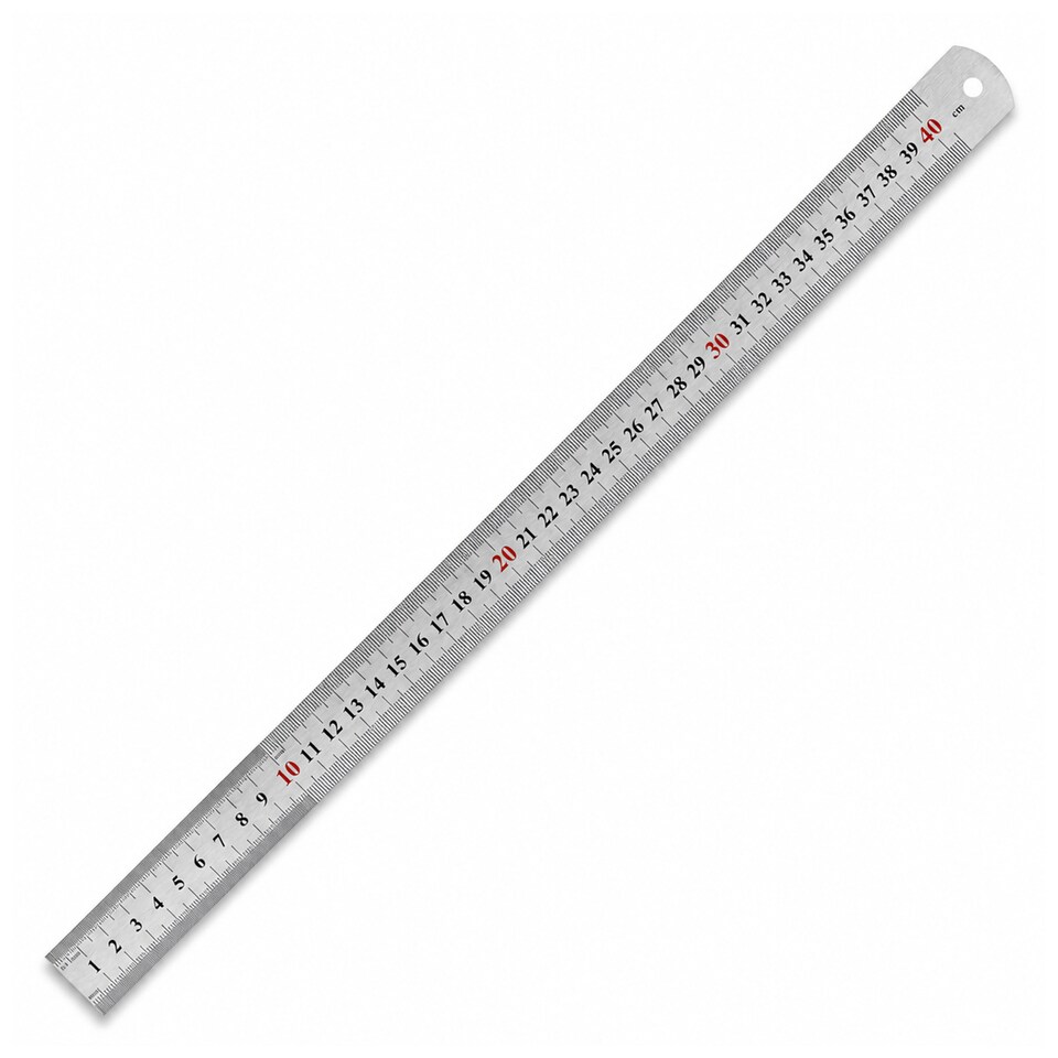 image 1 of Stainless Steel Ruler, 2-Side Measuring Steel Ruler CM & Inches - 40cm