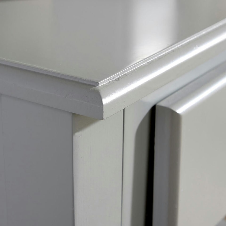 image 1 of Hallway Console Table Stylish Grey Painted Wooden 3 Drawer Side Desk Undershelf Grey