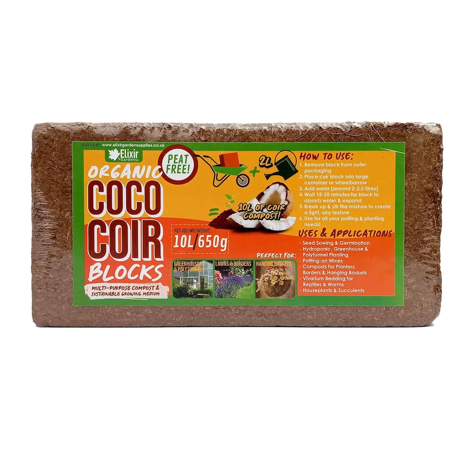 image 1 of Elixir Gardens Organic Coir Coco Compost Blocks 10L Block x2