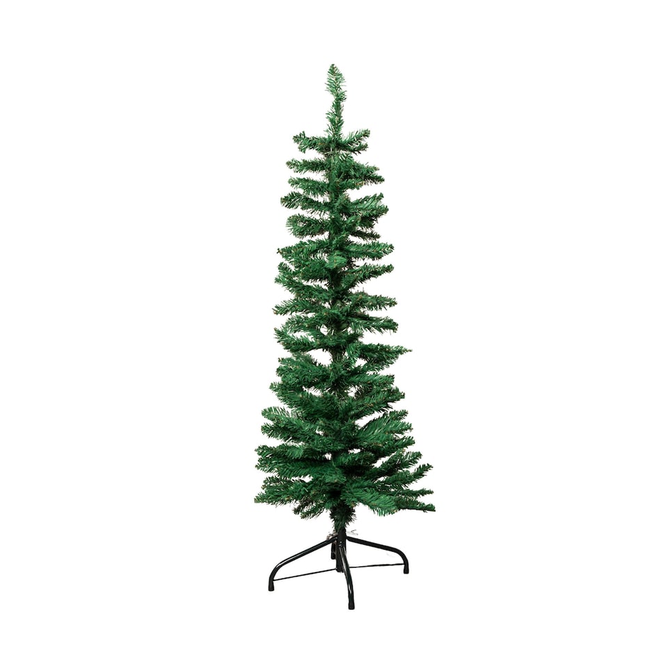 image 1 of 4ft (1.2m) Green Artificial Pencil Christmas Tree With Green Metal Stand and 168 Tips