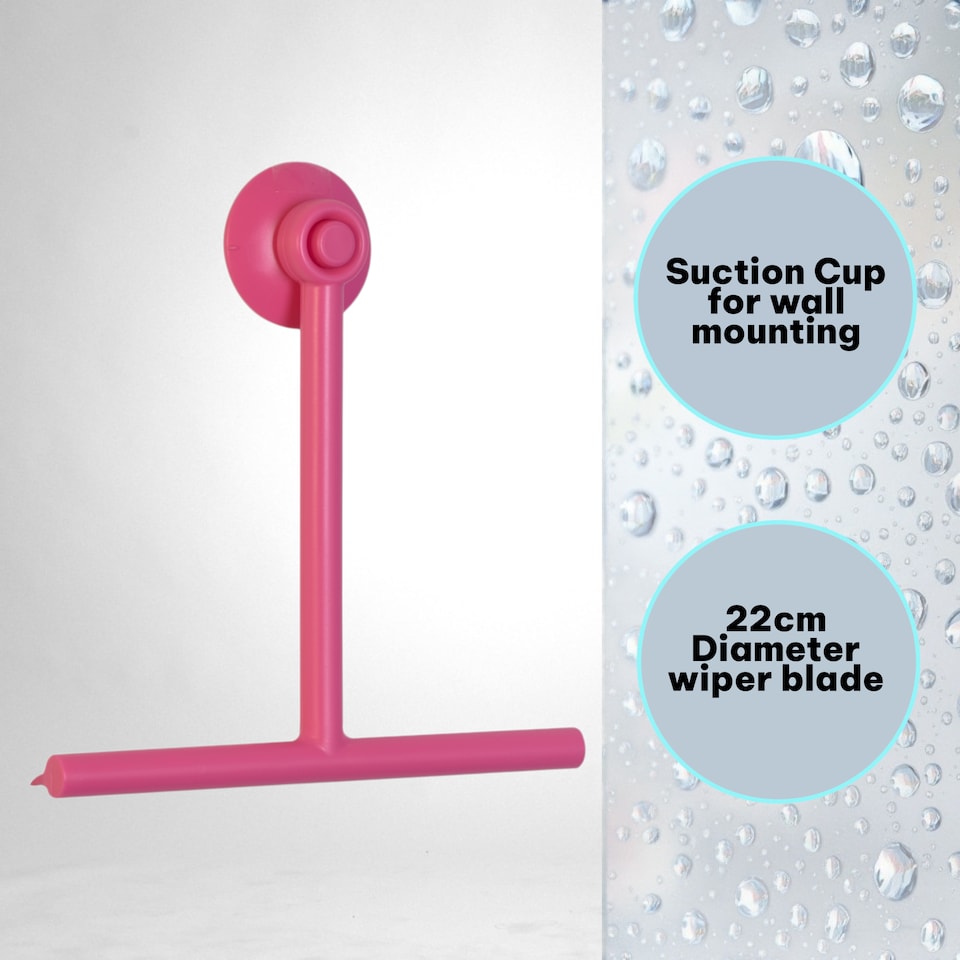 image 1 of Showerdrape Rocco Fuscia Pink Bathroom Shower Squeegee